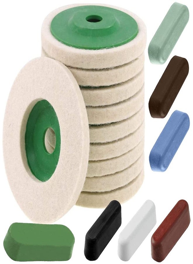 دي آي واي كرافتس مجموعة أدوات يدوية الصنع: 10 وسادات من اللباد + قرص تلميع من الصوف الأخضر من ديالوكس، طقم أقراص تلميع لجلادشة الزاوية، يتضمن مركبات تلميع وقطع لتلميع الفولاذ المقاوم للصدأ (10 وسادات من اللباد + ديالوكس). - Image 1